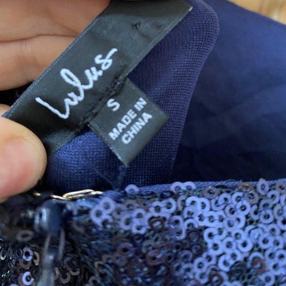Lulu's Delightful Ways Navy Blue Sequin Dress - Picture 5 of 5